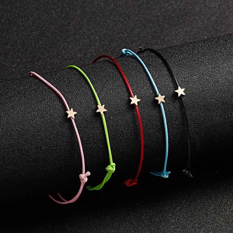 Gelang Tali Adjustable Dengan Charm Bintang Hati Untuk Wanita