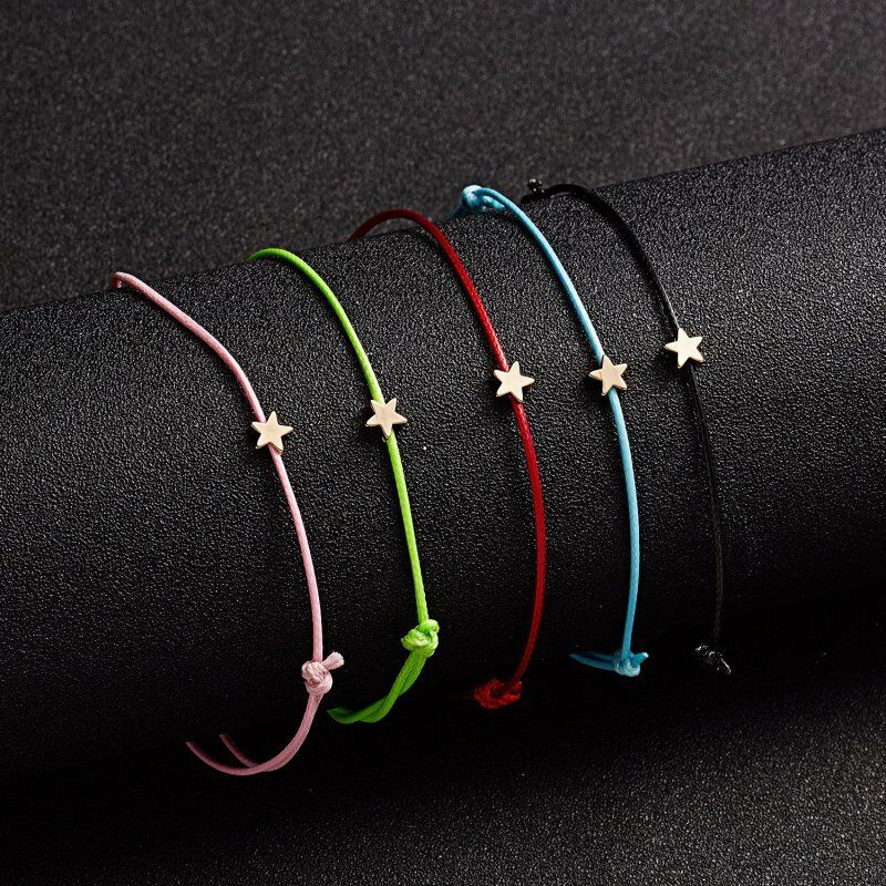 Gelang Tali Adjustable Dengan Charm Bintang Hati Untuk Wanita