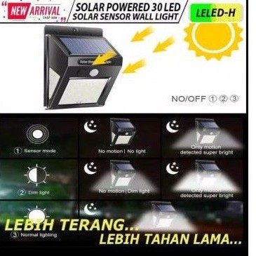 Lampu Taman Tembok Dinding Sensor Solar Tenaga Matahari Surya 30 LED