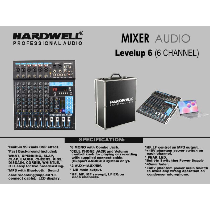 MIXER HARDWELL LEVELUP6/LEVELUP 6 ORIGINAL 6CH FREE HARDCASE