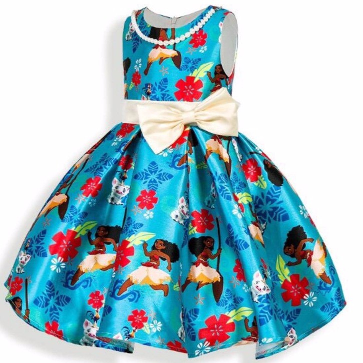 DRESS ANAK MURAH MOTIF MOANA BIRU | DRESS MOANA  BLUE