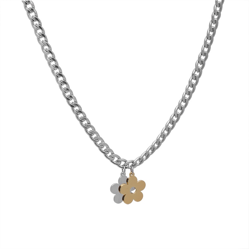 Kalung Desain Bunga Bahan Titanium steel Gaya hip hop