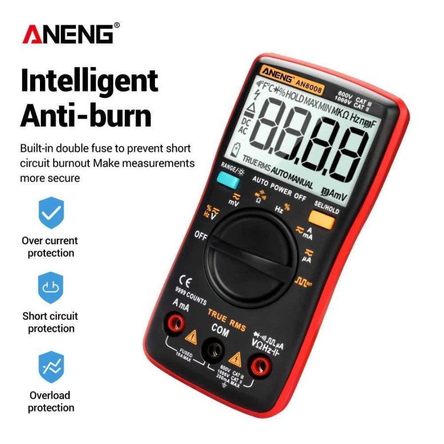 ANENG Digital Multimeter Voltage Tester - AN8008 - Black