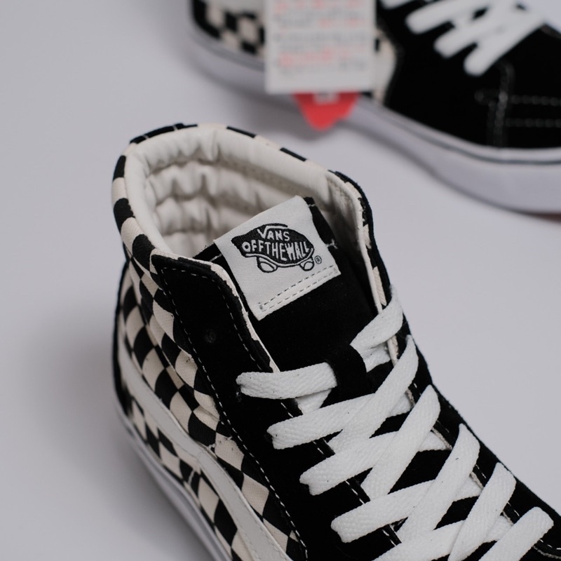 (SALE WOMEN SIZE) VANS SK8-HI V38CL+ BLACK/WHITE CHECKERBORD NAVY/WHITE ORIGINAL 100% ( Japan Market )