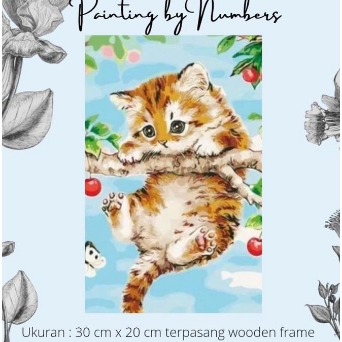 

DIY painting by number 30x20cm kerajinan tangan - KITTY CAT