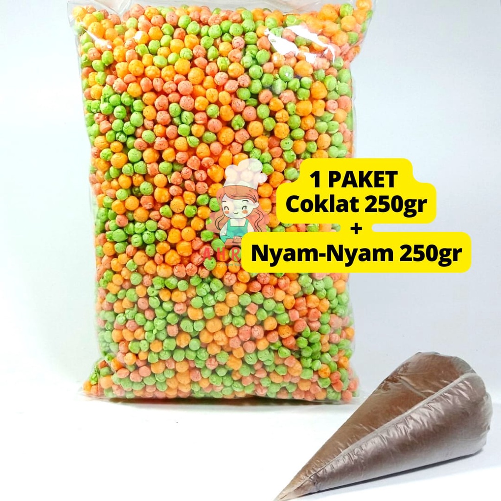 

Nyam Nyam PAKET Rice Crispy 250 gr + Coklat Selai Cair 250 gr / Nyamnyam rice balls / Nyam nyam kiloan