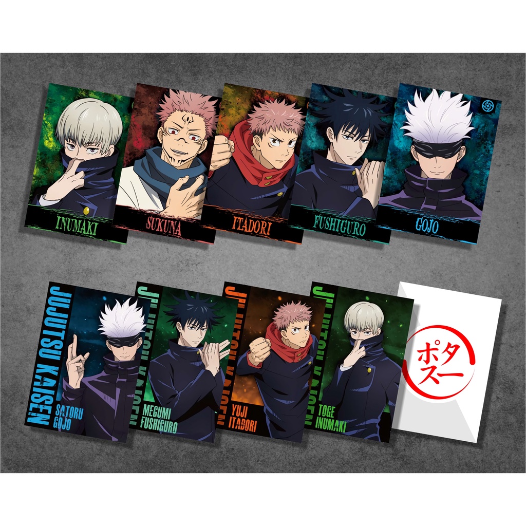 Kolesksi Poster Anime Jujutsu Kaisen A - Itadori Fushiguro Gojo Sukuna Maki Inumaki Nanami Yuuta - Size A4+