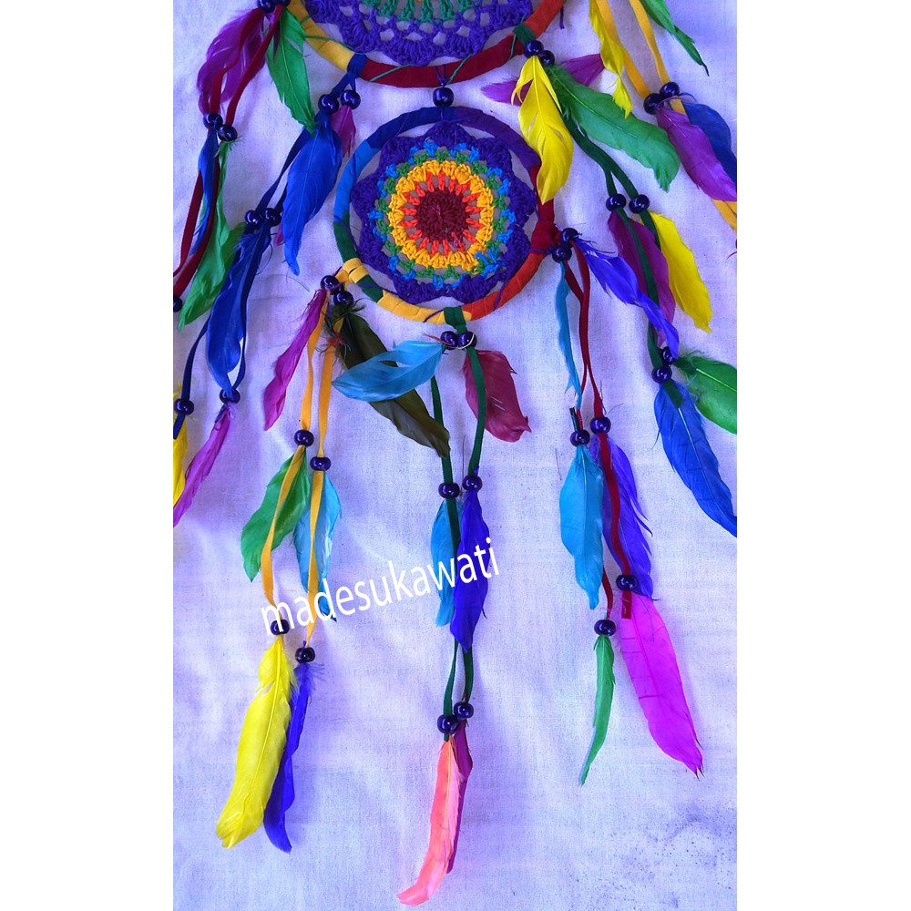 Dream Catcher Sulam Susun 2 Warna warni Medium Asli Bali