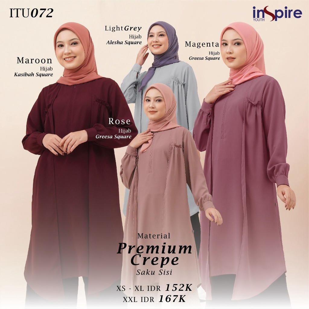 Inspire Tunik ITU 72 Bahan Premium Crepe Atasan Wanita Fashion Muslimah Kekinian