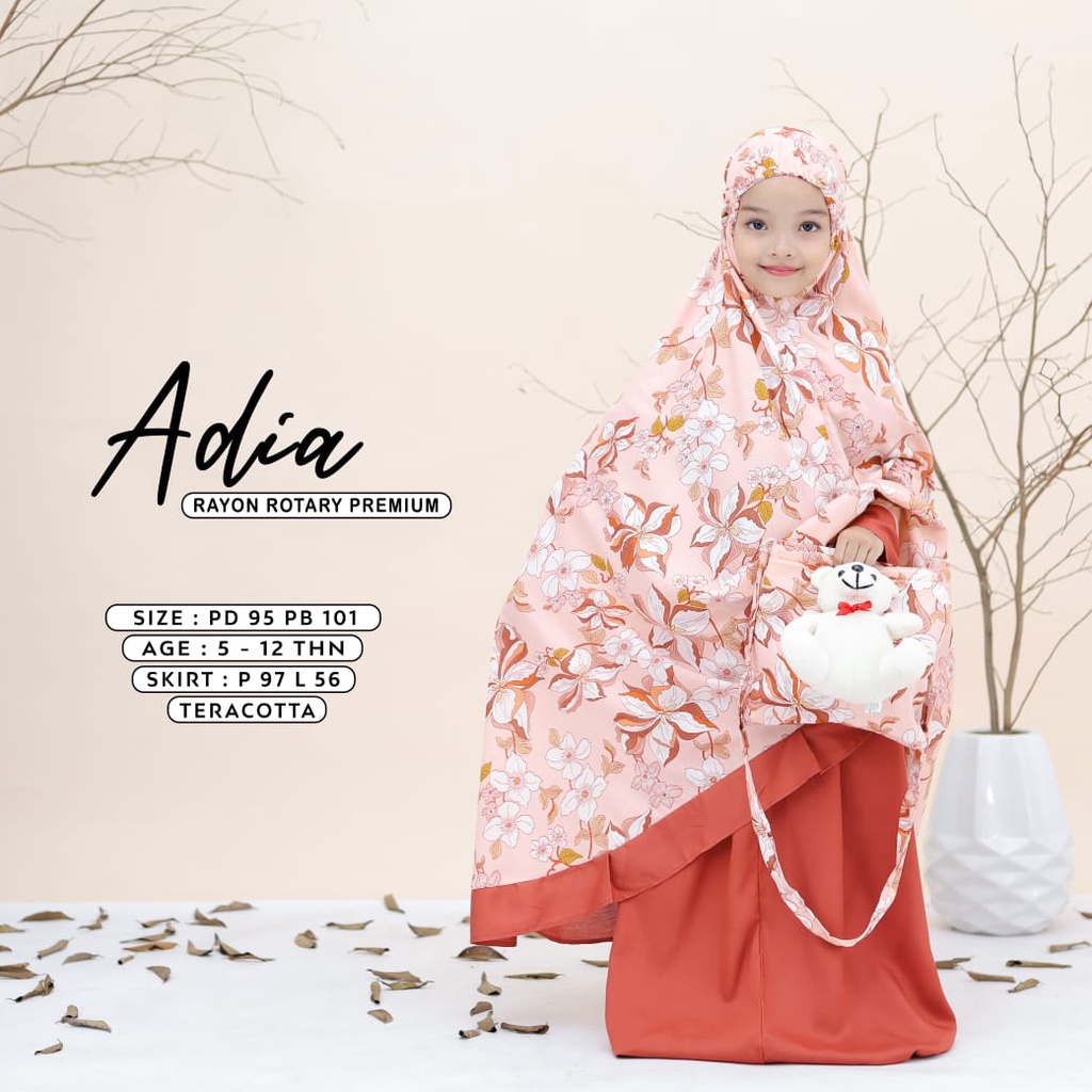 mukena bali - mukena rayon rotary anak dengan tas boneka - mukena adia