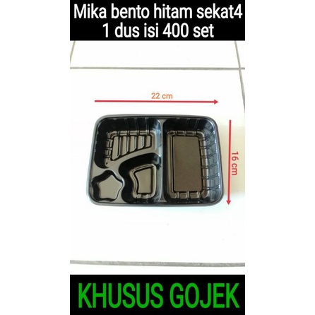 Mika bento / tempat / kotak nasi hitam ( sudah termasuk tutup bening)