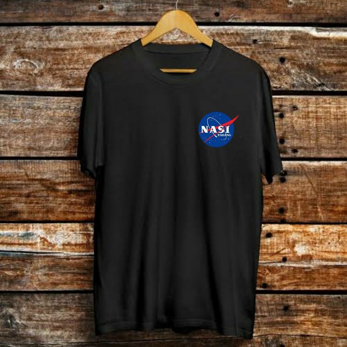 KAOS BAJU PLESETAN UNIK LOGO KECIL NASA NASI PADANG