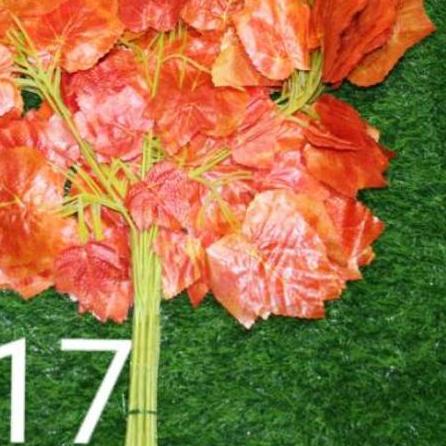 Daun Anggur Orange / Daun Dekorasi / Daun Plastik / D-017 / 1 lusin