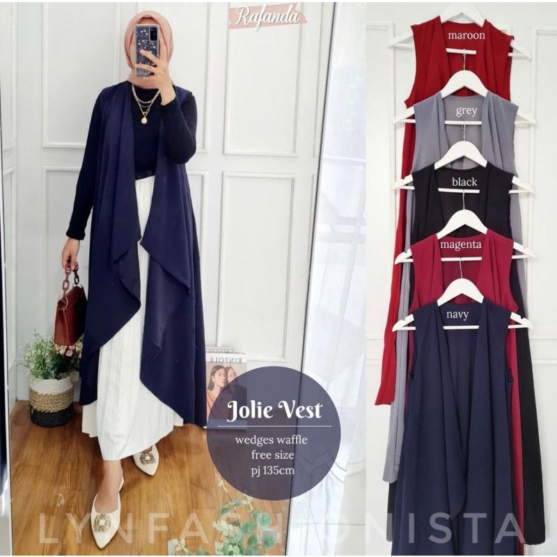 LYNFASHIONISTA-LONG OUTER WANITA MUSLIM MODEL LAYER DEPAN TEBAL/JOLIE