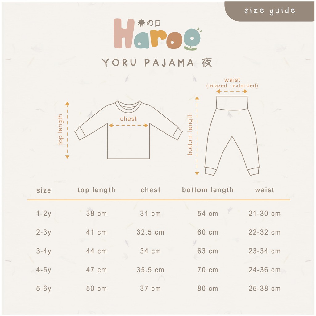 Haroo Yoru Pajama Set 1-6Y Piyama Anak / Setelan Baju Tidur Anak