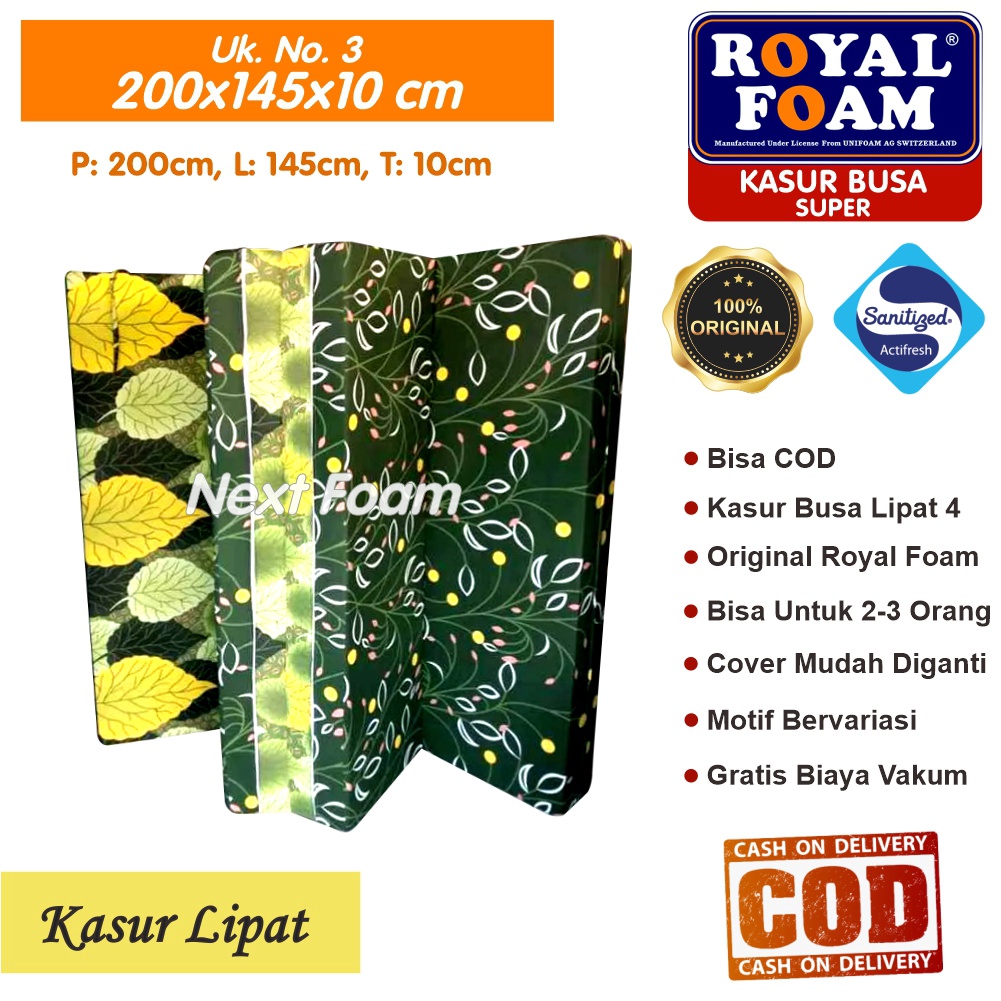 Kasur Busa Lipat Royal Foam Ukuran No 3 200x145x10 cm Tebal 10 cm D23 ORIGINAL