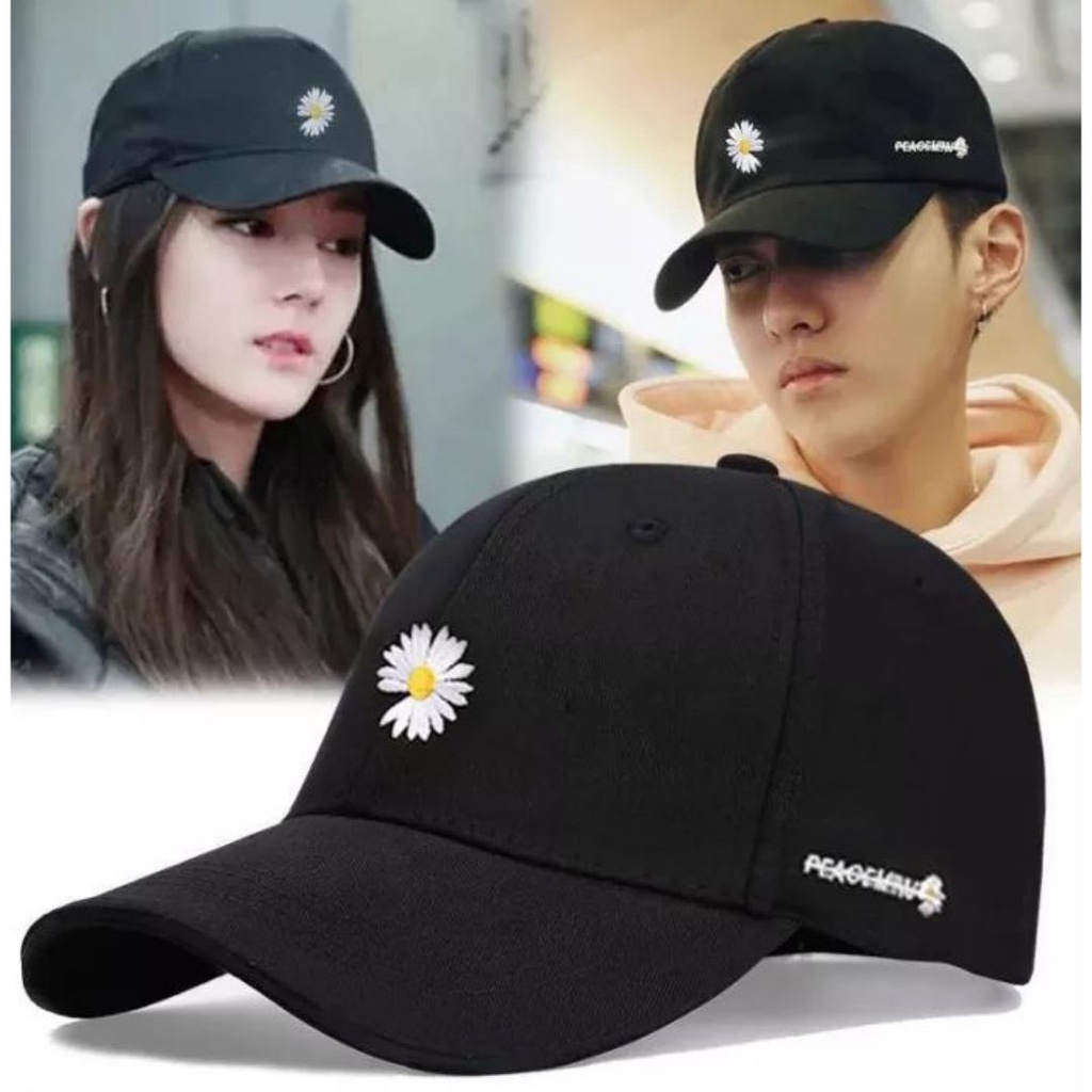 Topi Baseball Pria Wanita Dewasa Bordir Bunga Daisy Premium Termurah