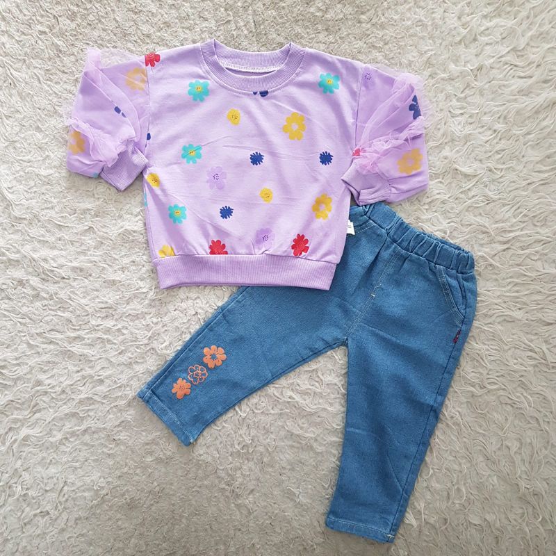 Baju Anak Perempuan Puff flower pants