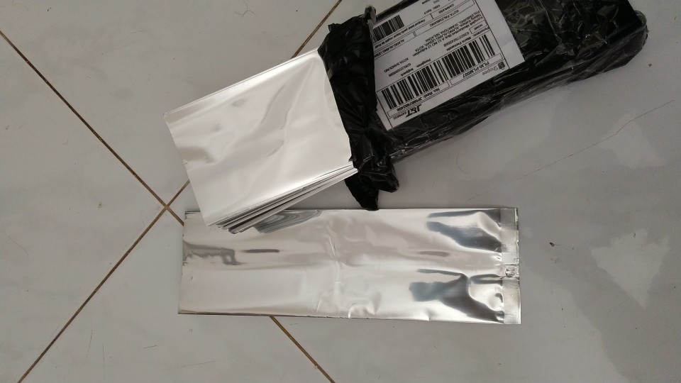Kemasan Gusset 10x23 9x28 7x22 Silver Metalize Alumunium Foil 100 200 Gram Kopi Teh Makanan Ringan