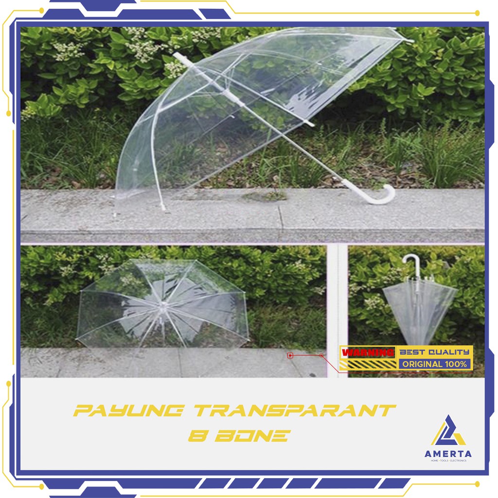 Payung Lipat Transparant PVC 8 Bone 75cm