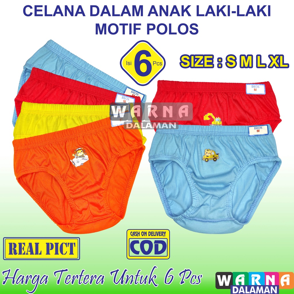 6 Pcs Celana Dalam Anak Laki Laki 1-10 Tahun Multiwarna WARNA DALAMAN