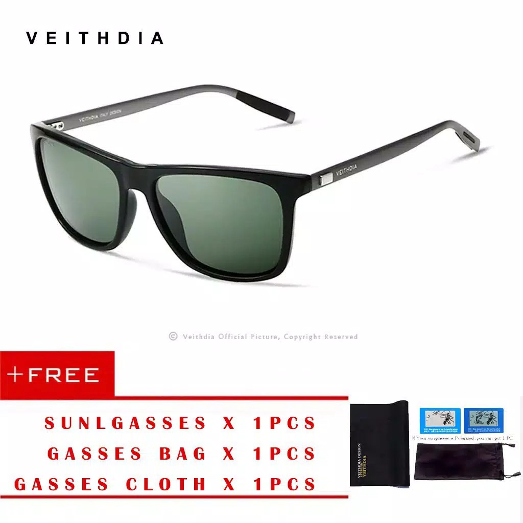 Kacamata Veithdia Anti UV400 Polarized Pria Wanita V6108