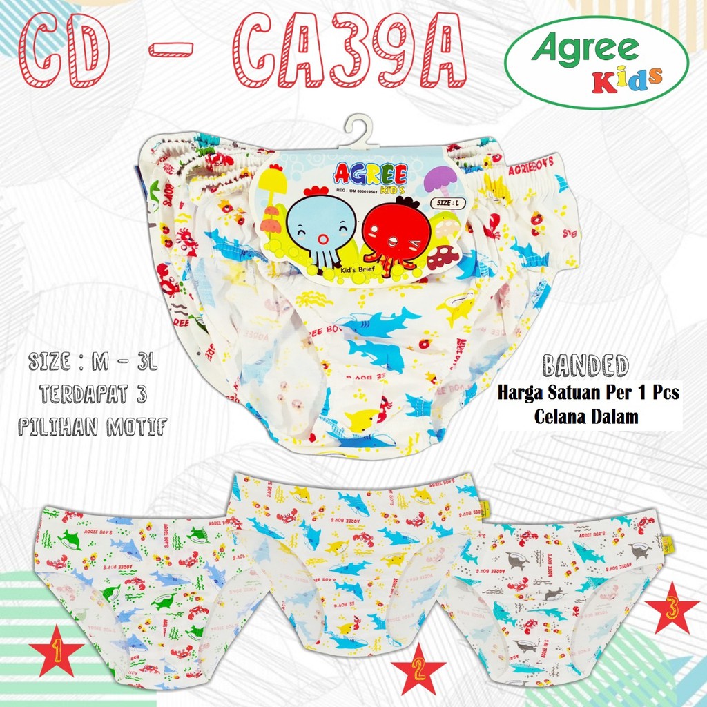 CD Katun Segitiga Anak Cowok Agree CA39 &amp; CA40 / Celana Dalam Anak Pria Lak-Laki / CD Kids Agree