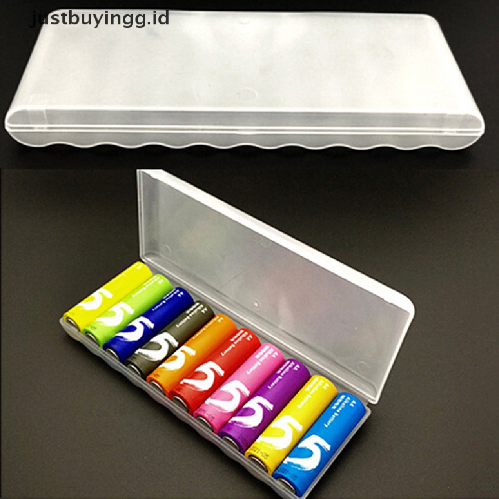 (Justbuyingg.Id) Kotak Penyimpanan 10pcs Baterai Aa Portable Bahan Plastik