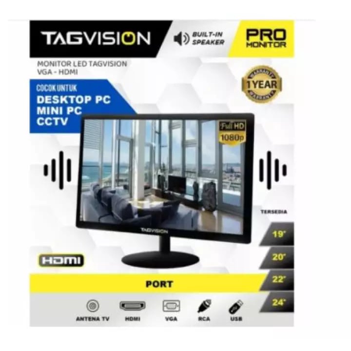 LED MONITOR 22 INCH TAGVISION HDMI + VGA