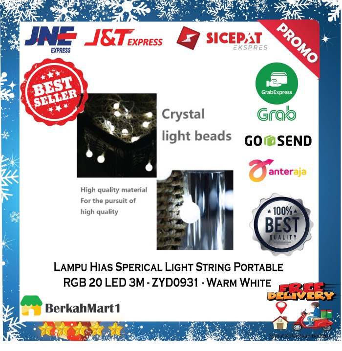 Lampu Hias Ruangan dan Pohon Natal LED String Portable Waterproof 3M