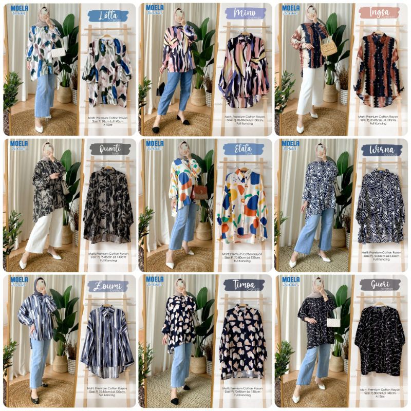 Atasan Wanita Muslimah Big Size Ld 135 Premium Katun Rayon Full Kancing Termurah Trendy