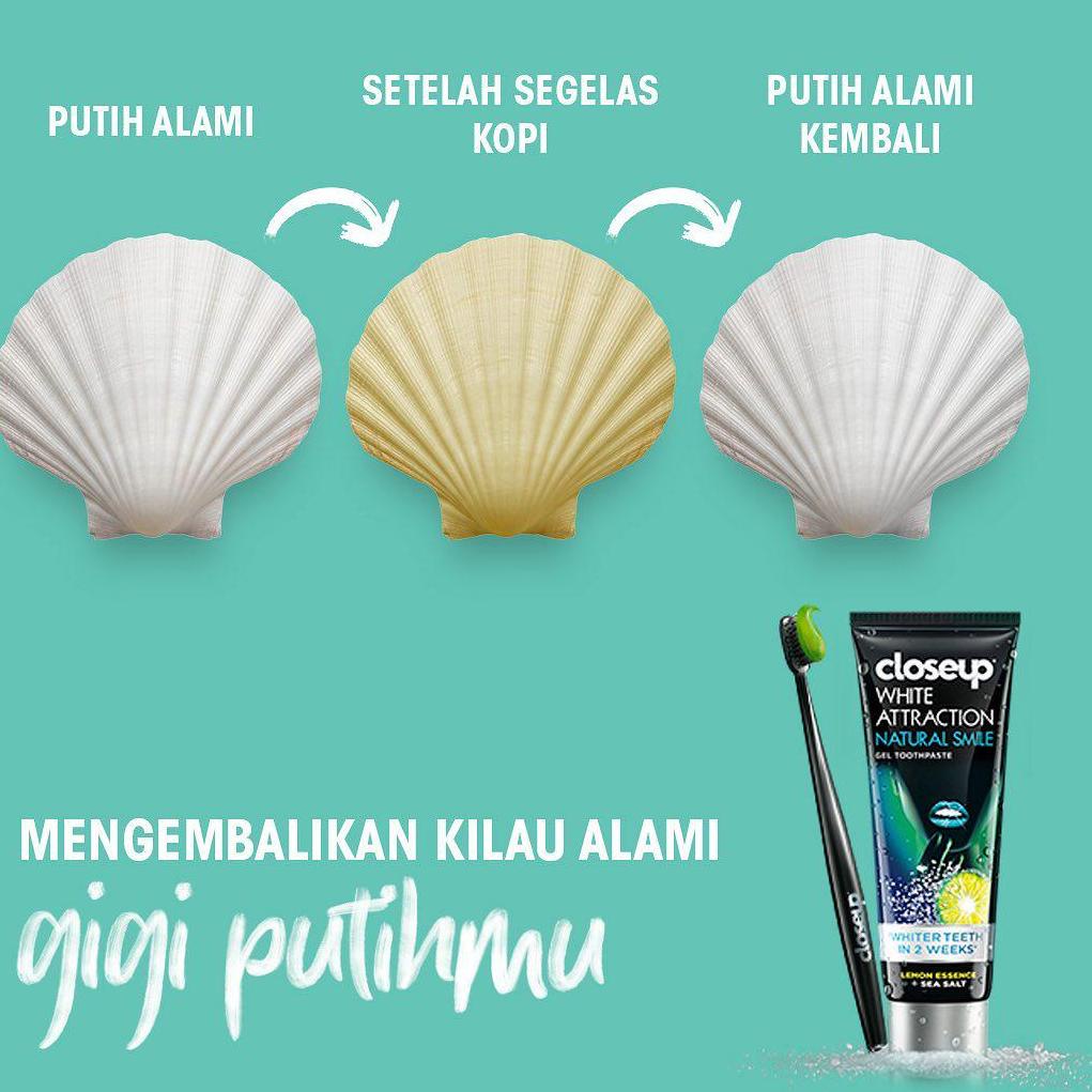 ☏ Closeup White Attraction Natural Smile 170gr Close Up Pasta Gigi Pemutih Lemon Twinpack ♦