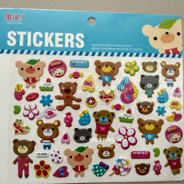 

Stiker anak timbul BEAR / Beruang 19x31cm