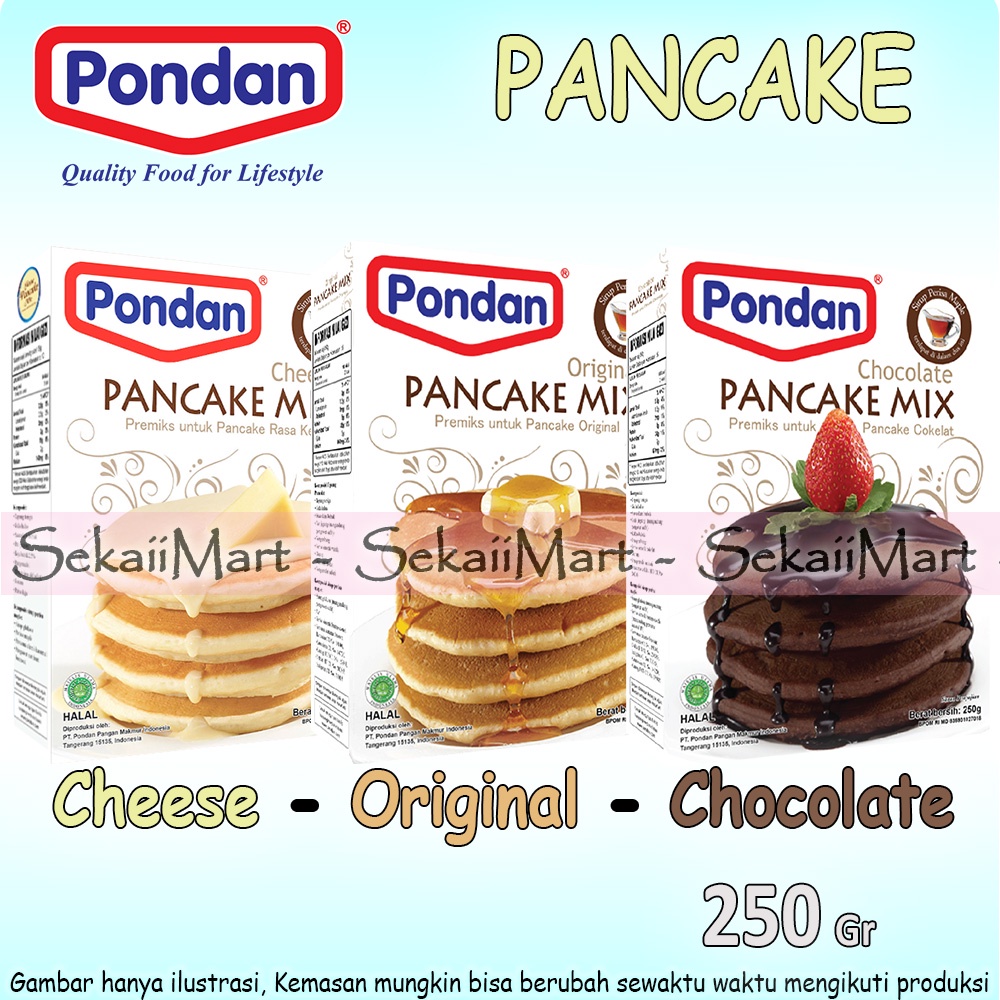 

PONDAN Pancake Mix Original / Cheese / Chocolate 250g - Premiks Pan Cake Rasa Ori / Keju / Cokelat