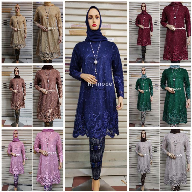 SET MALIKA TUNIK KEBAYA TULLE JUMBO BAJU PESTA MODERN