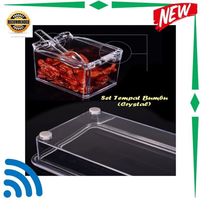 

MO EC040 tempat bumbu koki cristal 4IN1 crystal Seasoning box rak