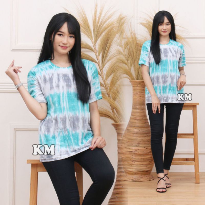 Kaos Wanita Murah Lengan Pendek Tshirt Motif Batik Abstrak Baju Olahraga Cewek Santai Tie Dye Kekinian Terbaru Ukuran Size M L XL Harga Murah Grosir Bahan Combed Halus