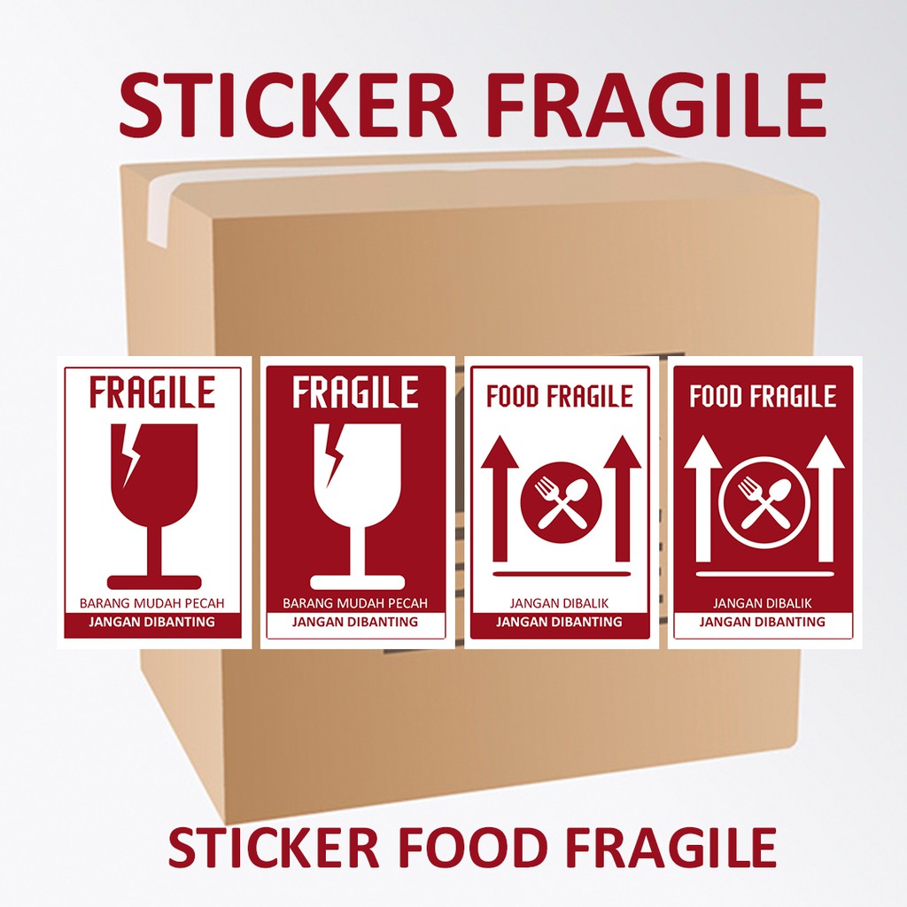 

STICKER FRAGILE ATAU FOOD FRAGILE UK. 4 CM X 6 CM UK. 6 CM X 8 CM