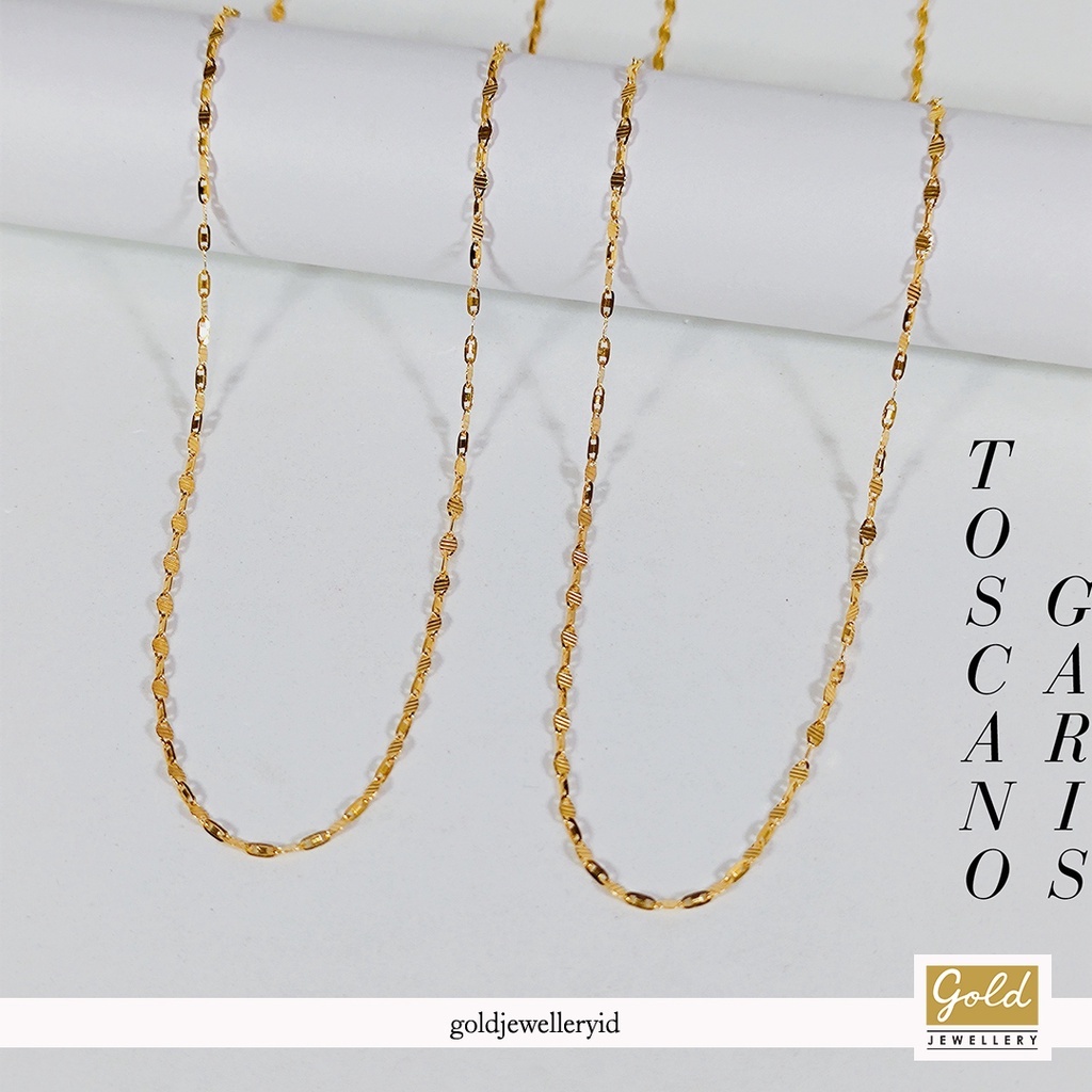 Kalung emas kuning kadar 700 16k model toscano garis