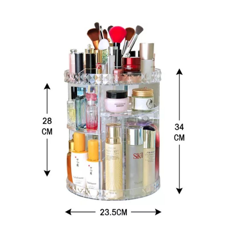 RAK KOSMETIK PUTAR - RAK ORGANIZER ACRYLIC TRANSPARANT 360 Derajat JN820