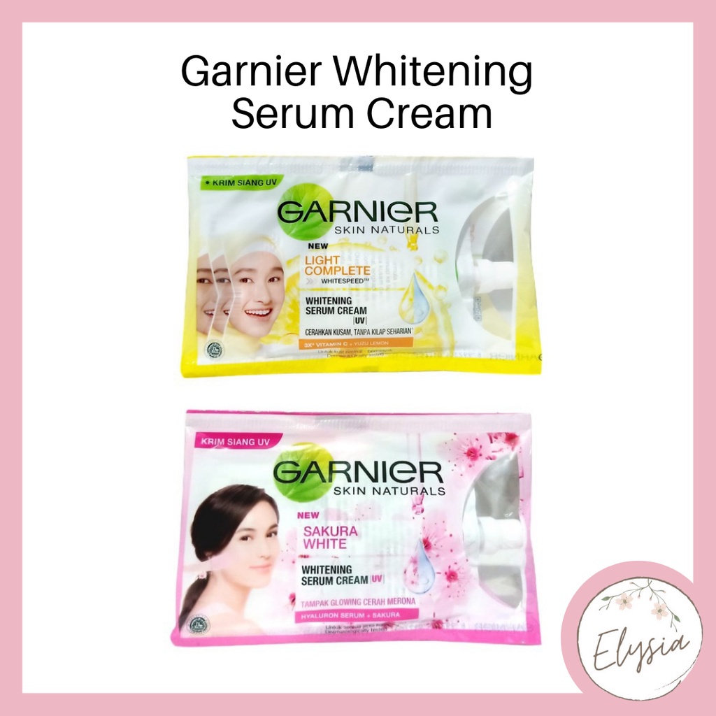 Garnier Light Complete Cream Sachet 7 ml &amp; Sakura Day Cream Sachet 7 ml - Whitening Serum