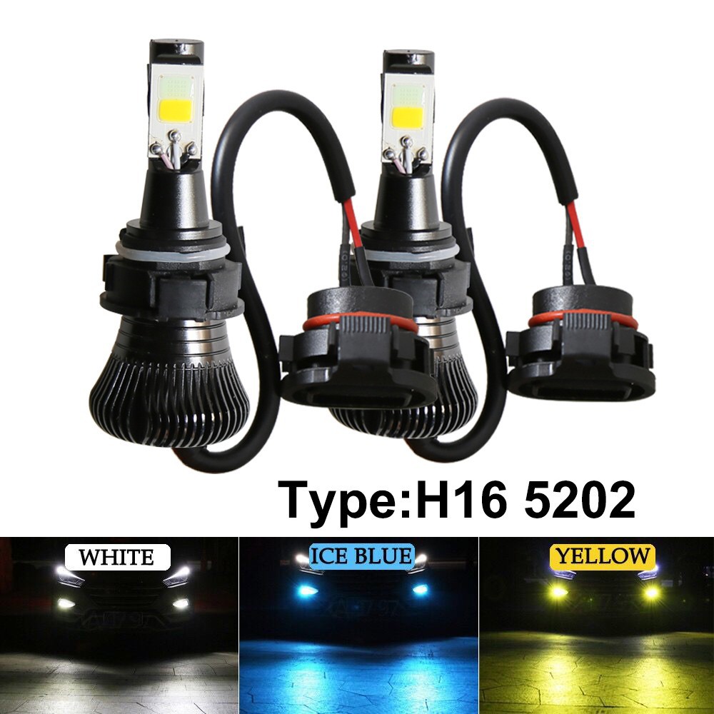 PSx24W 5202 H16 2pcs LED Fog Light Bulbs COB Lamps tow color Strobe Fog Lamp