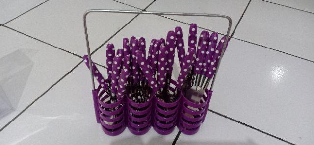 Sendok Set Polkadot / Kitchen Set Polkadot / Peralatan Makan Set 24pcs Sendok Garpu