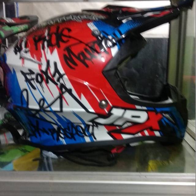 Helm Jpx Cross  Red, putih blue