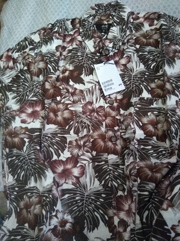 Freypv 7849 Slimfit Short White Brown Floral M-xl Kemeja Batik