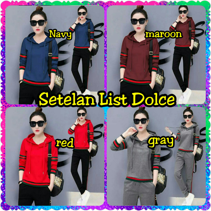 Esme- Stelan Nouna/ Stelan Kulot Wanita Modis/ Stelan Kulot Wanit WU630 Setelan List Dolce - Navy