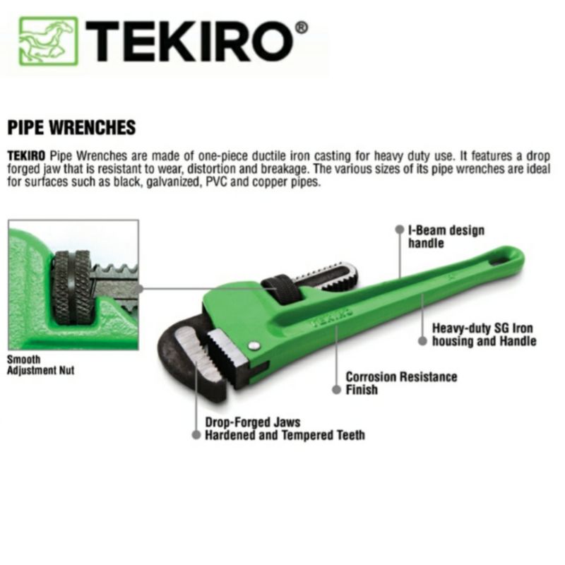 TEKIRO Kunci Pipa 18 Inch Pipe Wrench 18&quot; Alat Pembuka Memasang Pipa