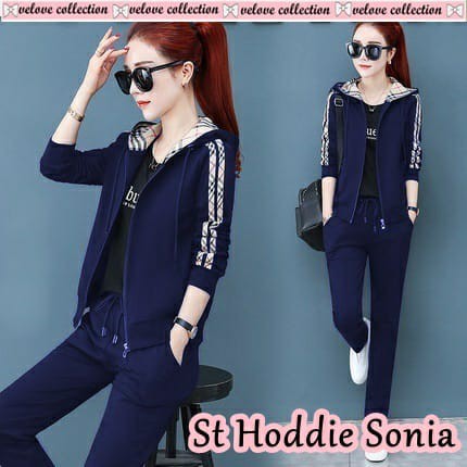 setelan hodie sonia navy