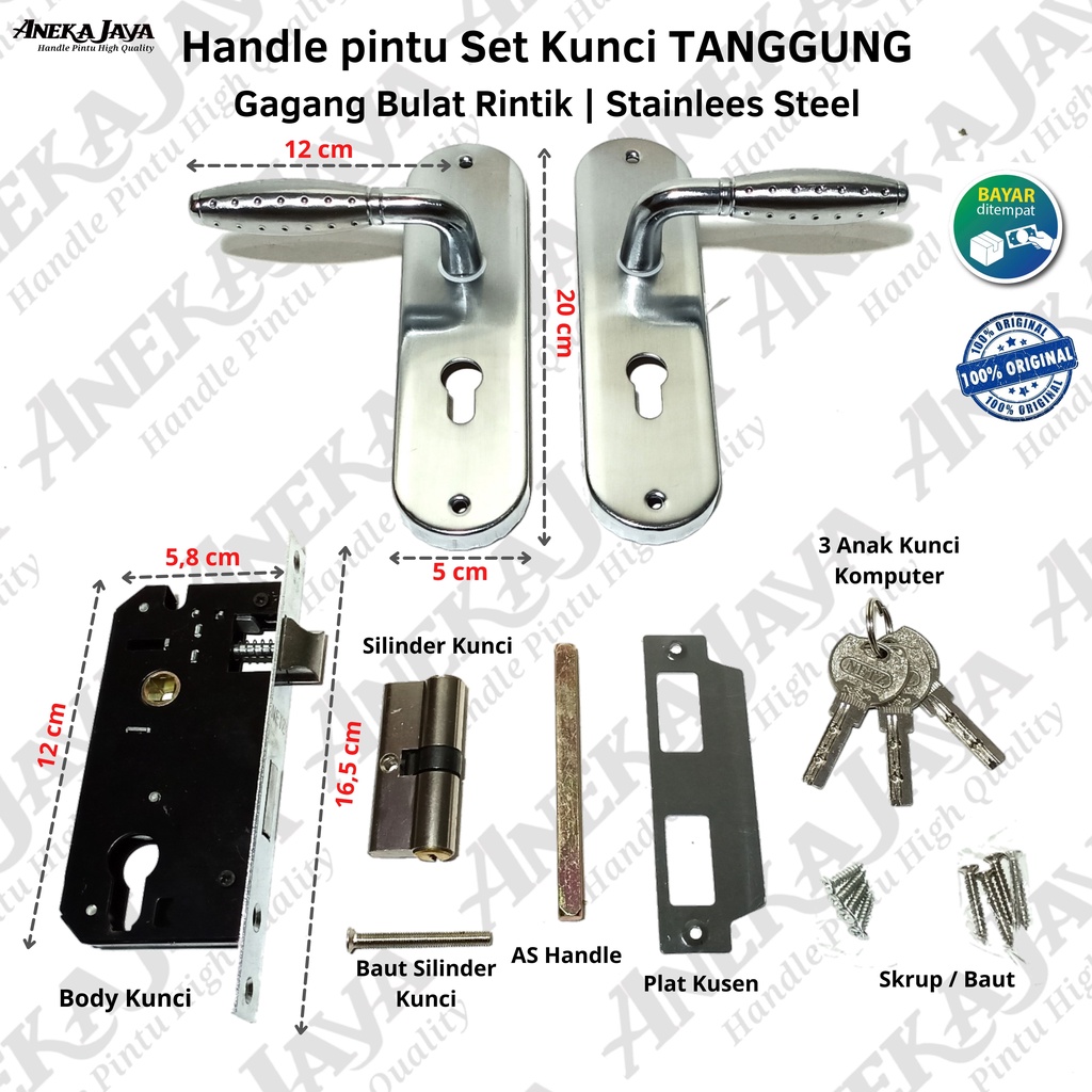 Handle Set Kunci 20 cm / Body ongkel / Kunci Pintu ukuran Tanggung / gagang pintu rumah kamar satu set