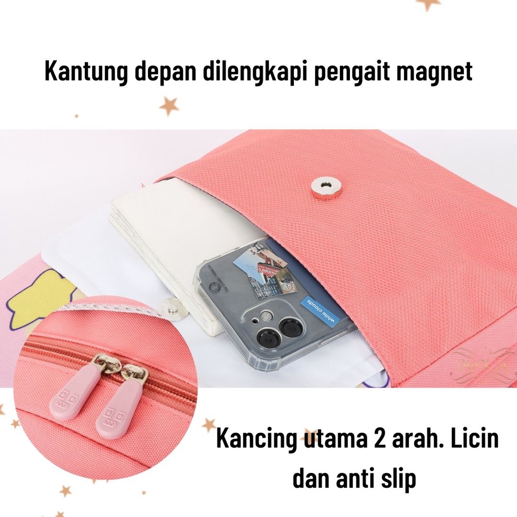 [MONA] Tas Sekolah Ransel Motif Pelangi Lucu buat SD Kualitas Import Premium -M0205